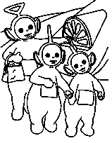 coloriage Telettubies devant leur maison